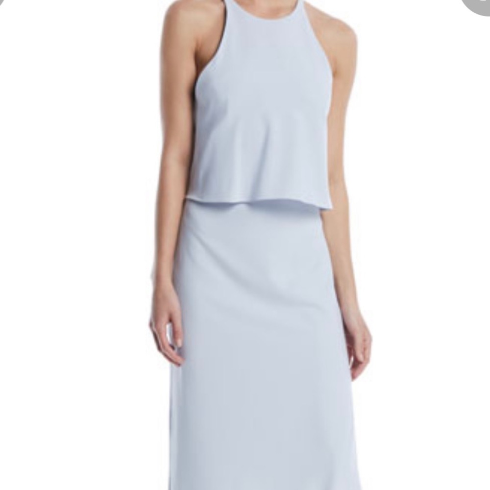 High Neck Gown w/Draped Ruffle Back